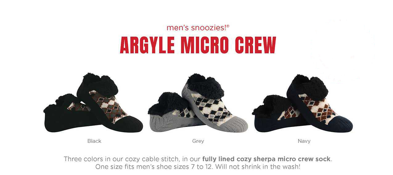 Snoozies! Mens Argyle Sherpa Socks