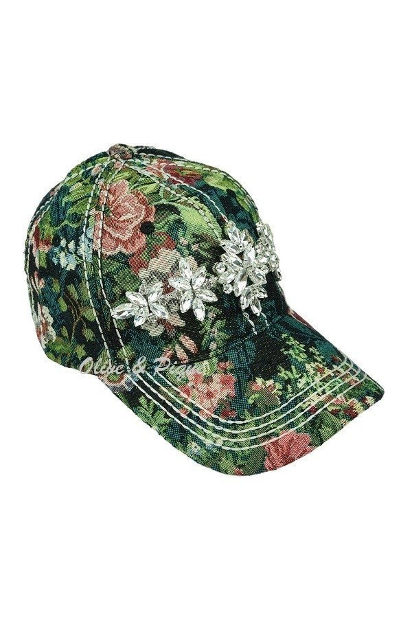 Zoey Glitz Floral Baseball Cap by Olive & Pique