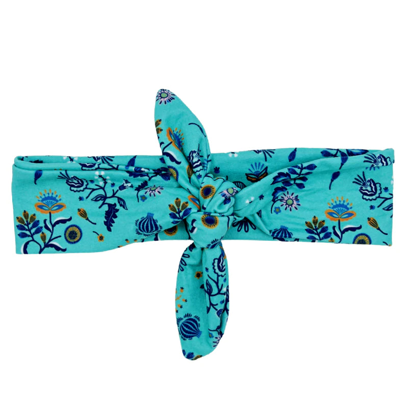 Teal Antique Floral Knotted Hair Tie | Headbands of Hope