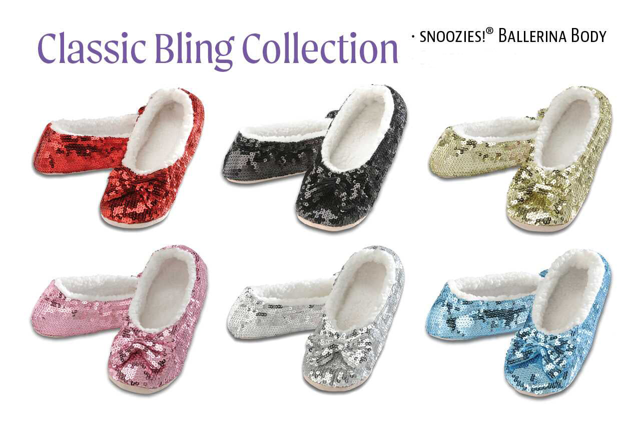 Snoozies! Women's Classic Bling Sequin Ballerina Collection