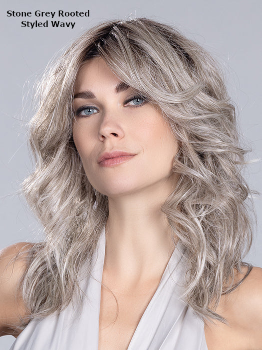 Voice by Ellen Wille in Stone Grey Rooted Styled Wavy