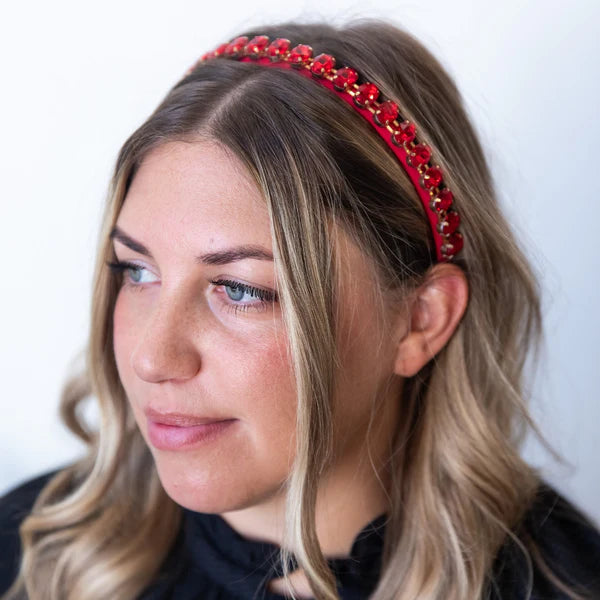 Thin Rhinestone Headband in Red| Headbands of Hope