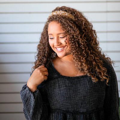 All That Glitters Headband in Glitter Cream & Gold by Headbands of Hope