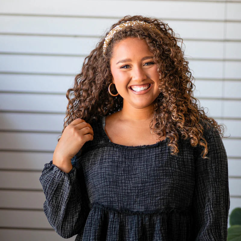 All That Glitters Headband in Glitter Cream & Gold by Headbands of Hope