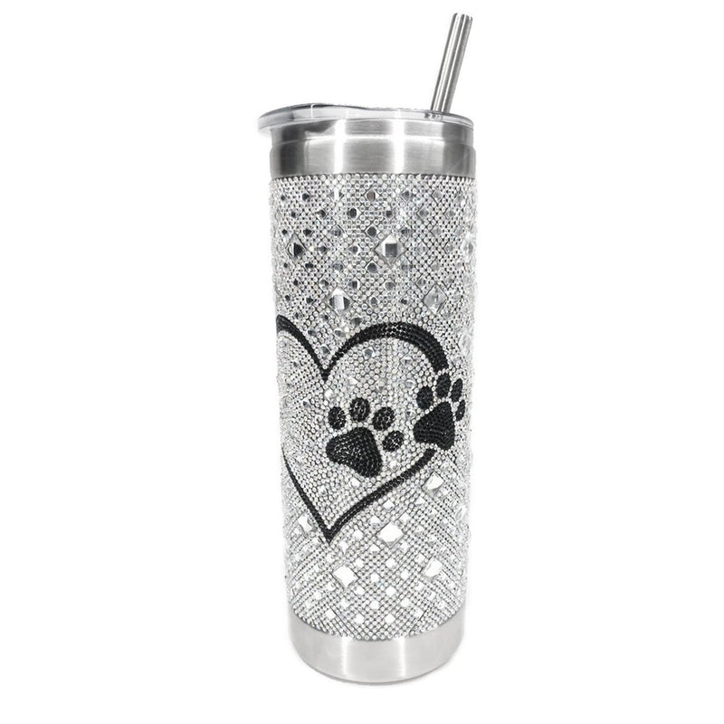 DIAMONDS IN THE RUFF TUMBLER | SILVER WITH BLACK PAW by Jacqueline Kent