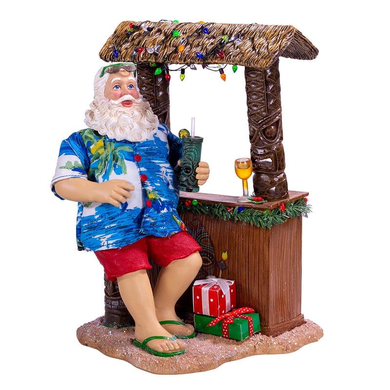 Kurt Adler 11" Fabriché™ Beach Santa Sitting At Tiki Bar