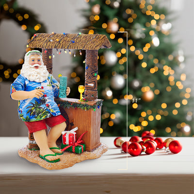 Kurt Adler 11" Fabriché™ Beach Santa Sitting At Tiki Bar