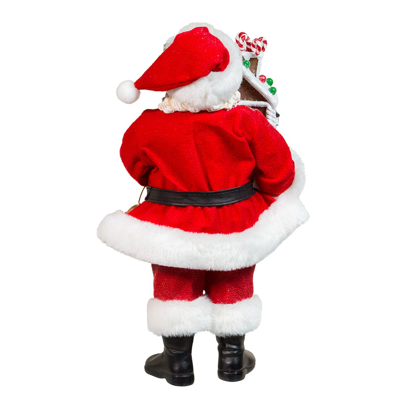 Kurt Adler 12" Fabriché™ Battery-Operated Santa With Light-Up Gingerbread House