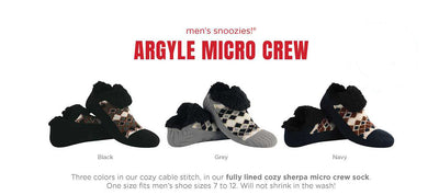 Snoozies! Men's Argyle Micro Crew Socks | 3 Colors To Choose From
