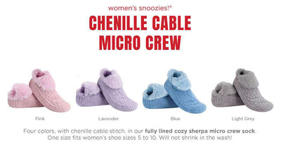 Snoozies! Women's Chenille Cable Micro Crew Socks