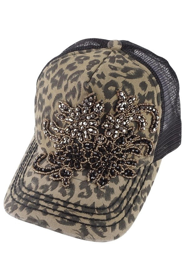 Paisly Bling Floral Trucker Hat by Olive & Pique