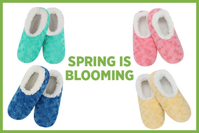 Spring is Blooming Rose Women's Soft Faux Fur Snoozies!® Slippers