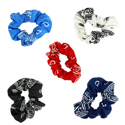 Bandana Scrunchie Set of 5 | Paisley Pattern Colors | Headbands of Hope