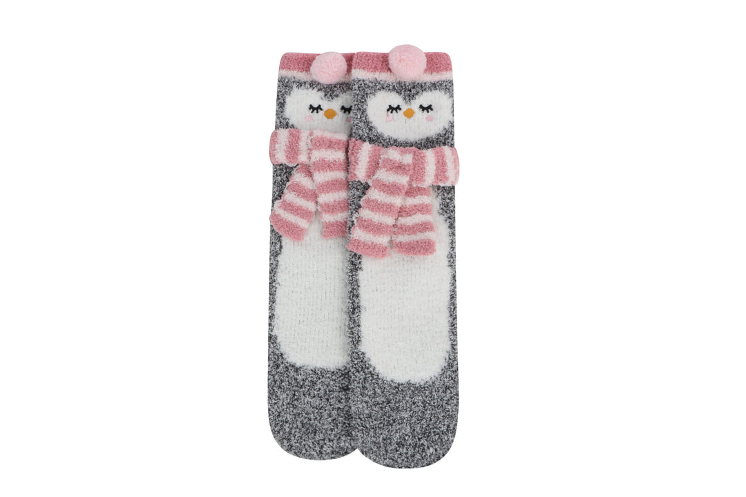 Snoozies Womens Mary Jane Fuzzy Animal Socks | Cat In