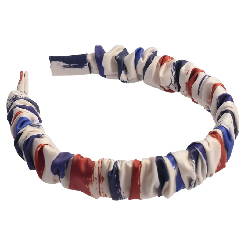 Striped Scrunch Headband in Red, White & Blue Stripe | Headbands of Hope