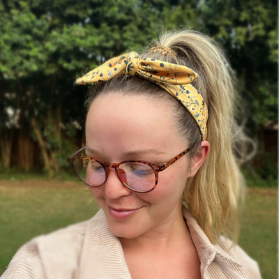 Mustard Antique Floral Knotted Hair Tie | Headbands of Hope