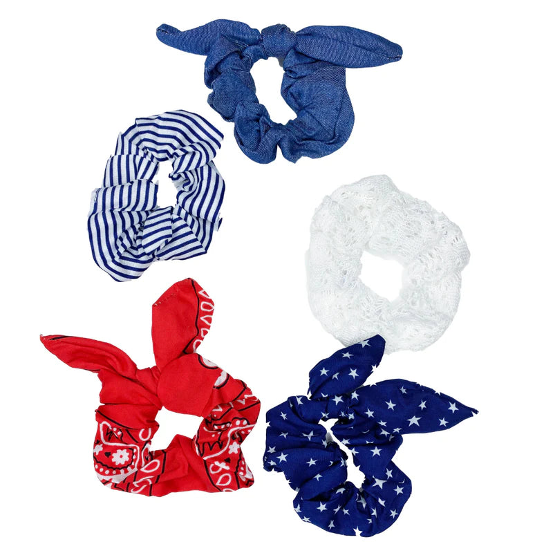 USA Pride Scrunchie Set of 5 | Red, White & Blue Variety Set of 5 | Headbands of Hope