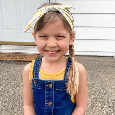 Yellow Floral | Cheering for Charlie | Knotted Hair Tie | Headbands of Hope